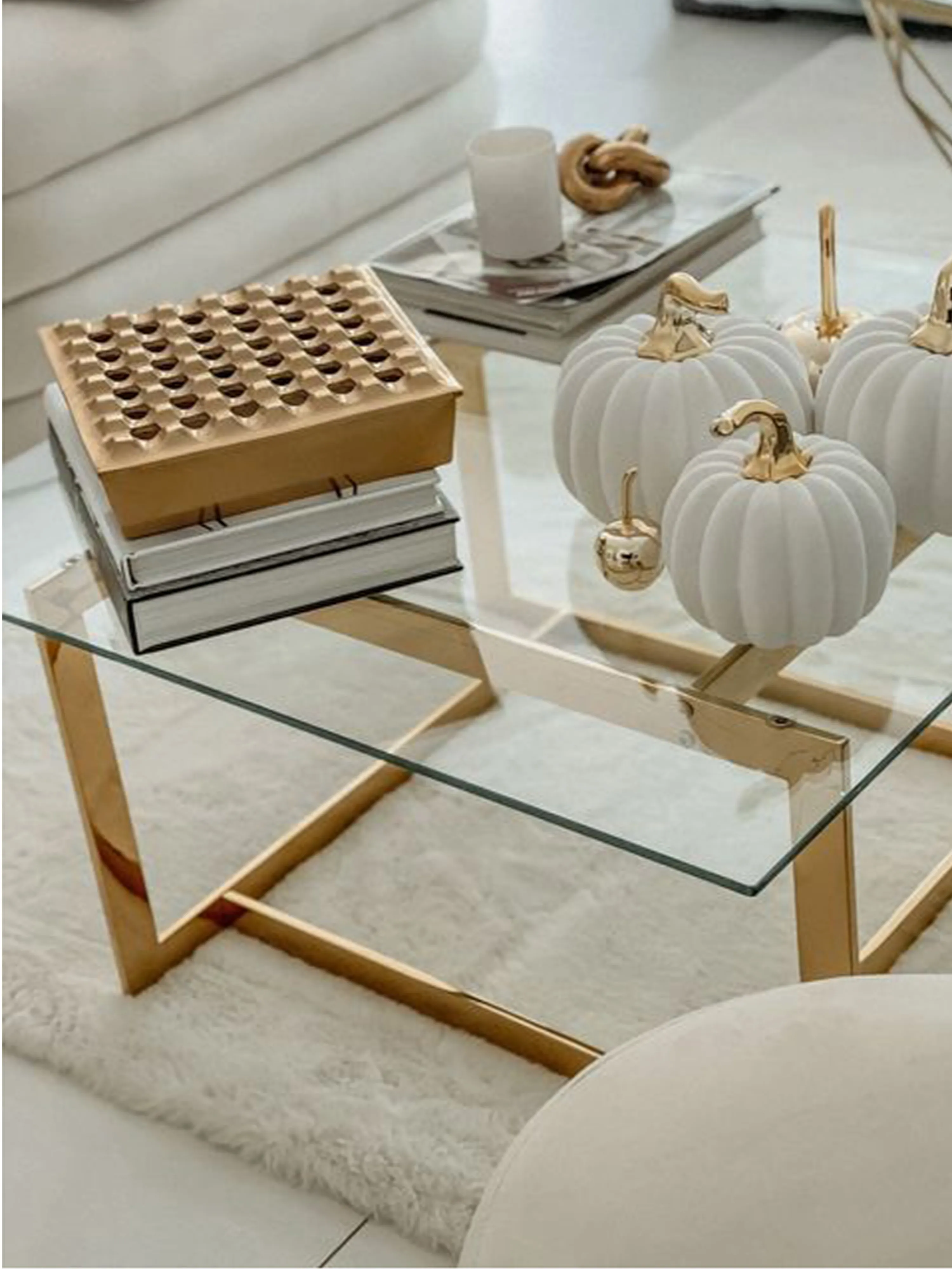 Salontafel CRYSTAL Veiligheidsglas Goud