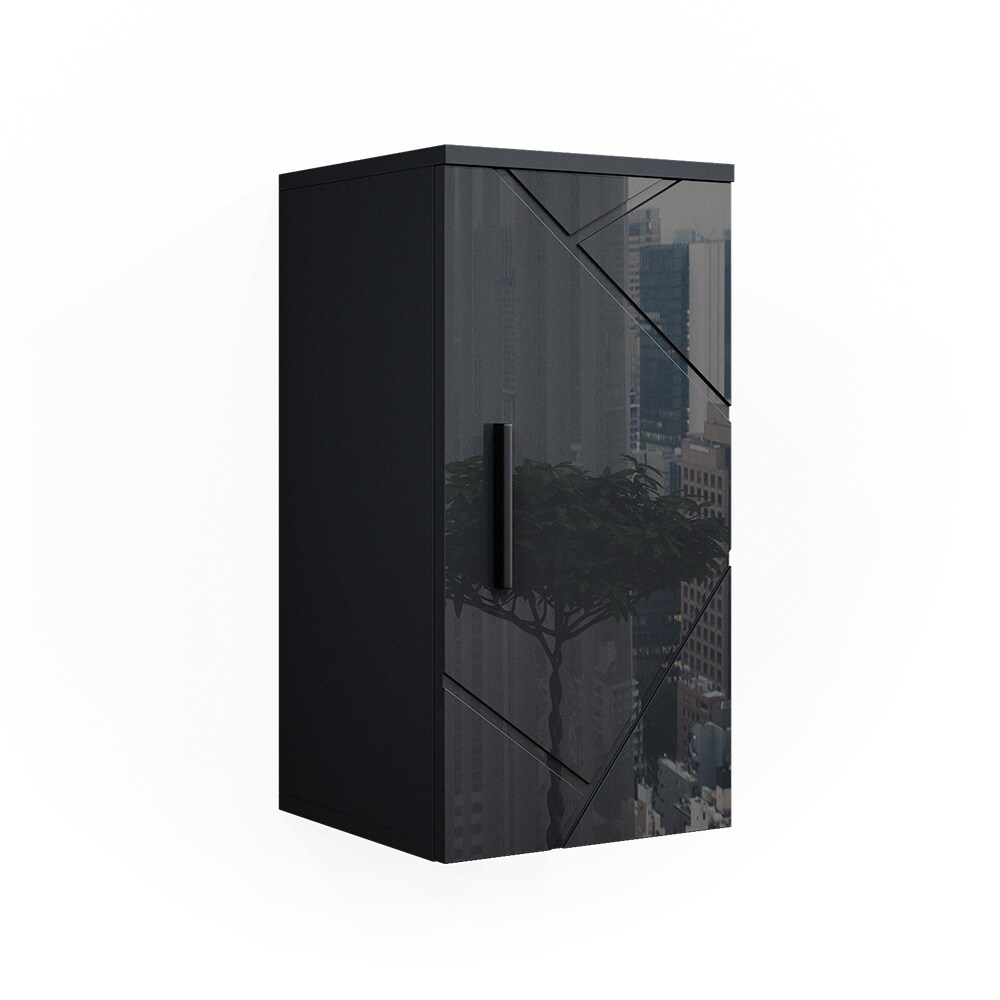 Vicco Hängeschrank Badschrank Badezimmermöbel Irma Anthrazit Hochglanz modern 30x59 cm Badezimmer Schrank Badmöbel Schranktür Schrankfach Einlegeboden Ablagefach Aufbewahrung
