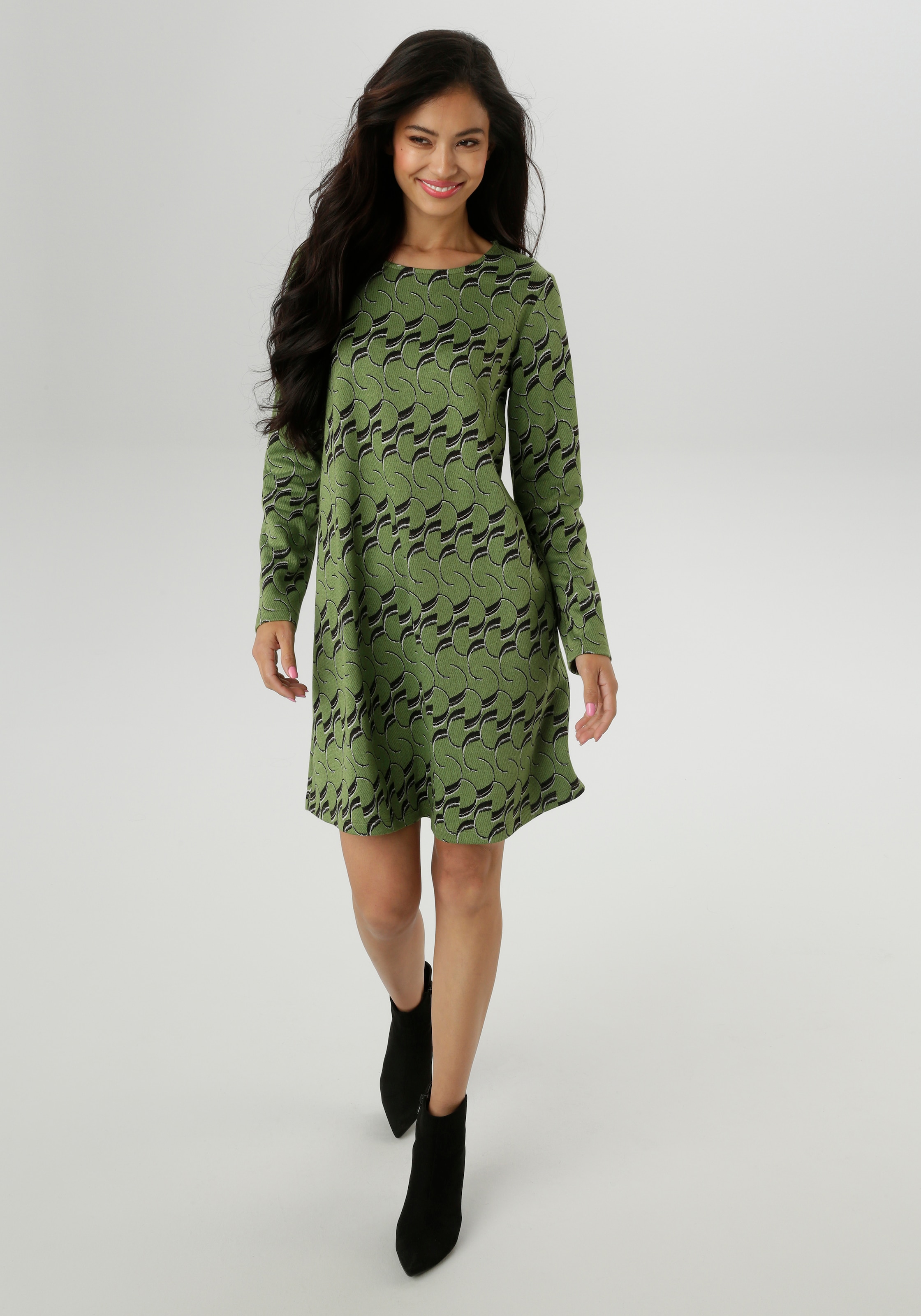 Aniston SELECTED Jerseykleid mit trendiger Jaquardmusterung - NEUE KOLLEKTION