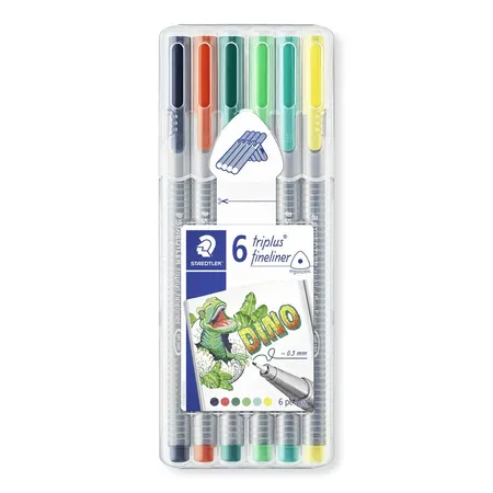 STAEDTLER® triplus® fineliner 334 Dreikantiger Fineliner Dino 6er Packung