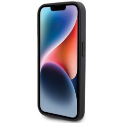 iPhone 15 Pro MagSafe Leder Hardcase Hülle Metall Logo (FEHMP15LPTEK) - Schwarz
