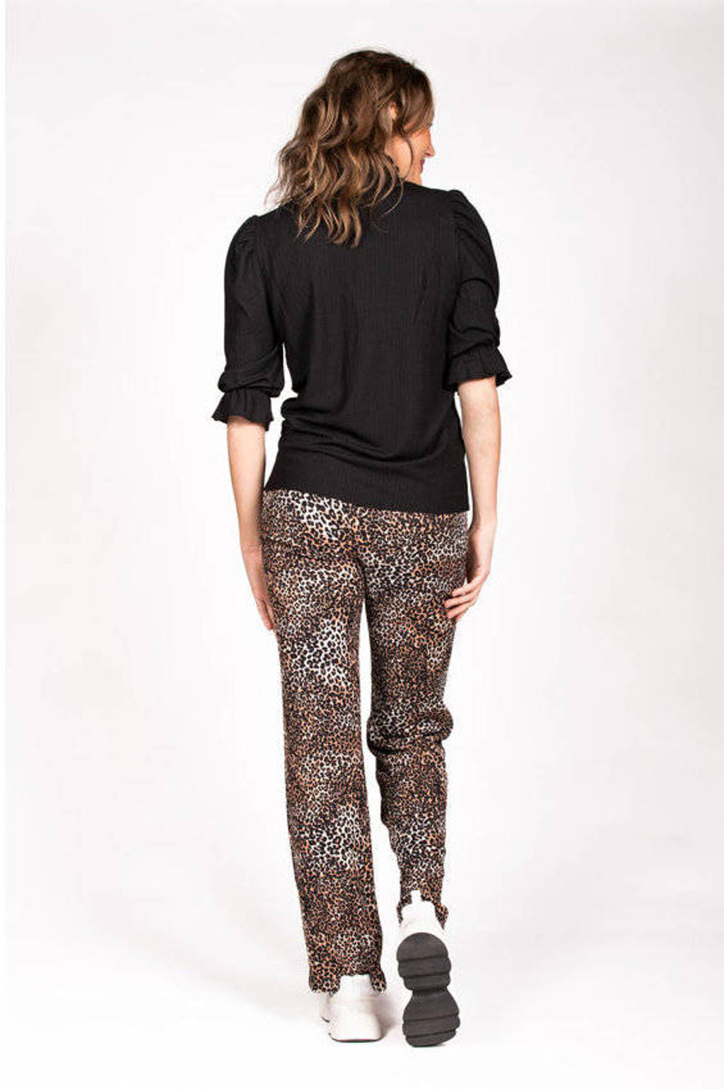 LOVE2WAIT regular fit zwangerschapsbroek met dierenprint bruin/beige/zwart