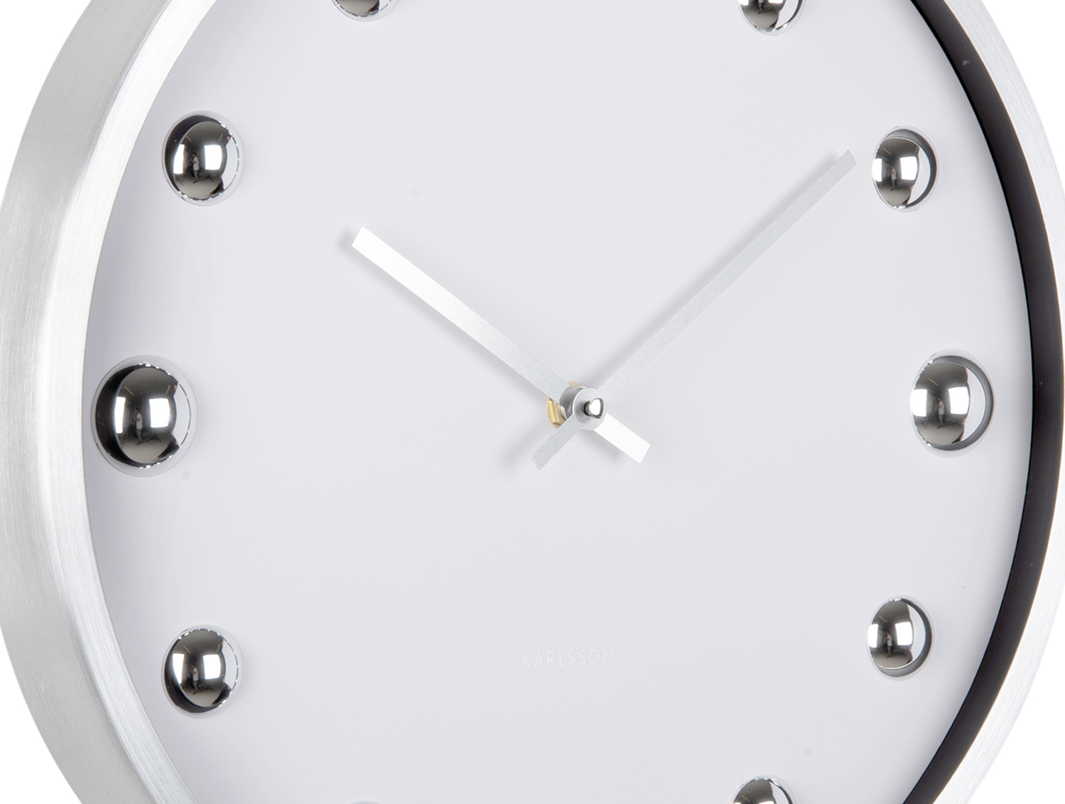 Wall clock Shiny Dots white w. silver