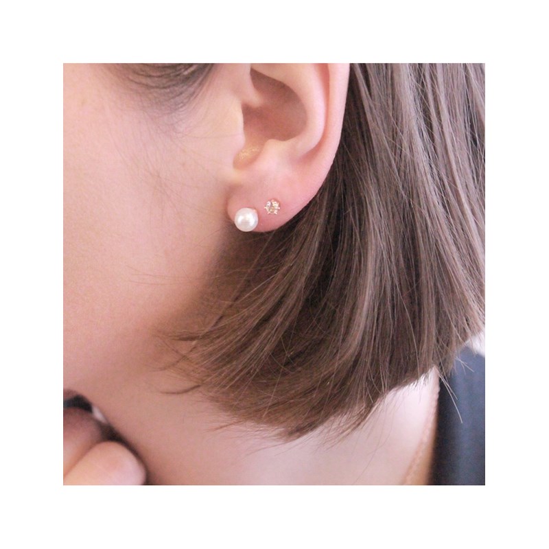 Boucles d'oreilles Full Moon Pearl - Or Rosé et Cristal