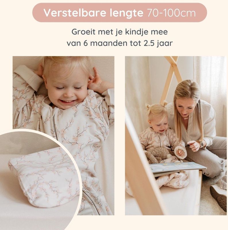 Puckababy Slaapzak 4 Seizoenen Baby - Zomerslaapzak en Winterslaapzak (6m-2,5j) - TOG 0.25 tot TOG 2.5 - Blossom