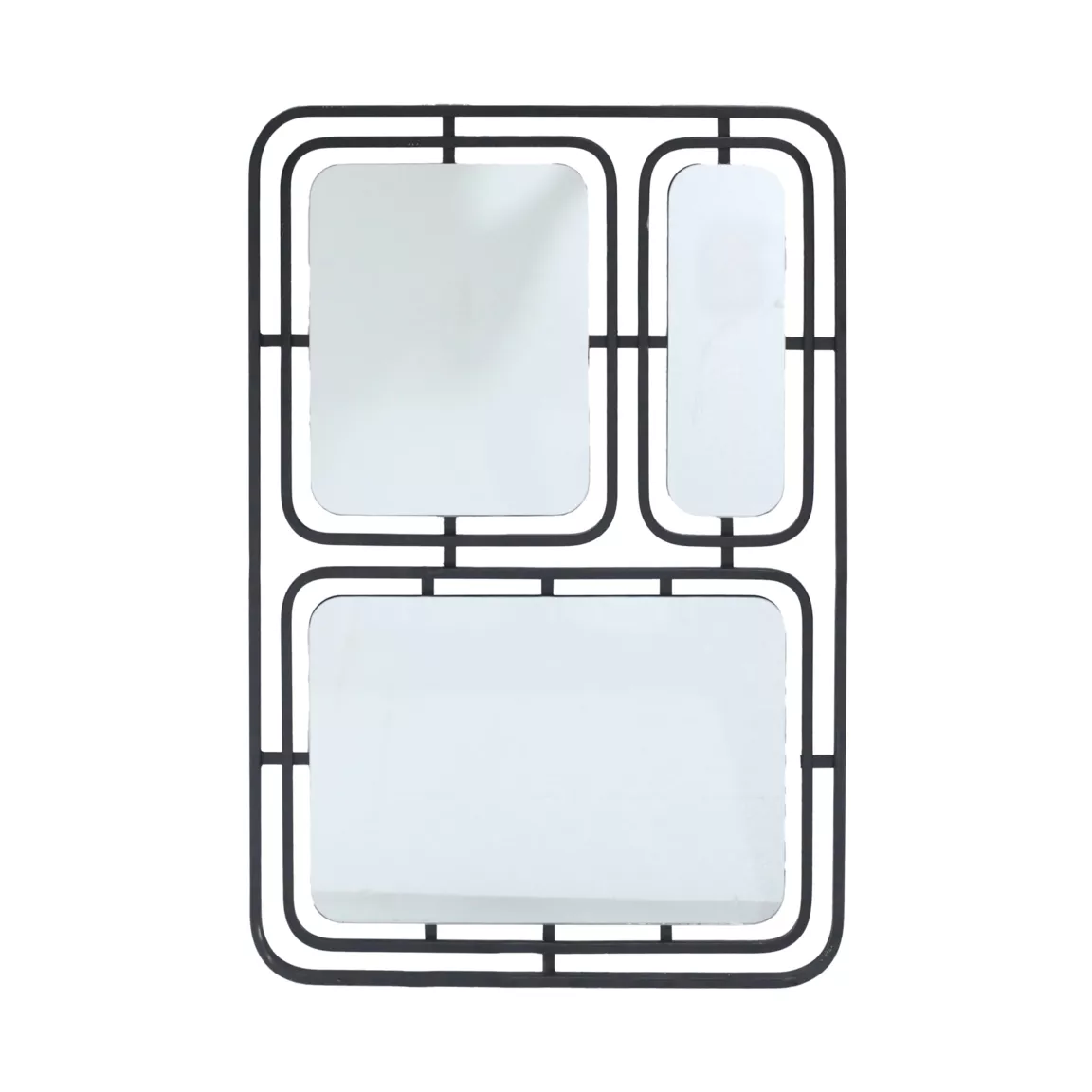 Miroir mural en métal (H80 cm) Reflet Métallique Noir