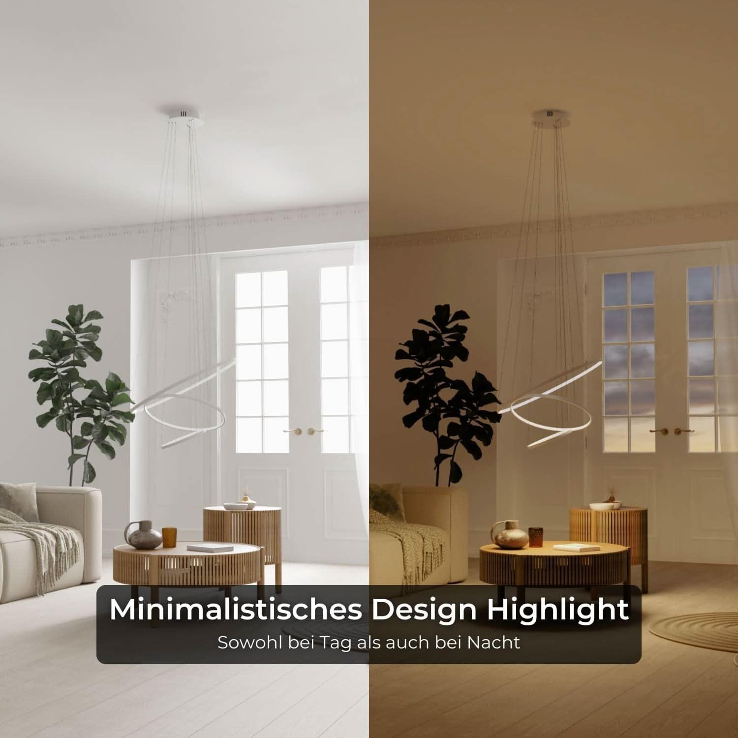 Deckenleuchte Pendelleuchte 'Omeva' dimmbar LED 3 Ringe Wohn & Esszimmer Moderne Hängelampe Esstisch Smart Home Amazon Alexa Google Home Tuya schwarz