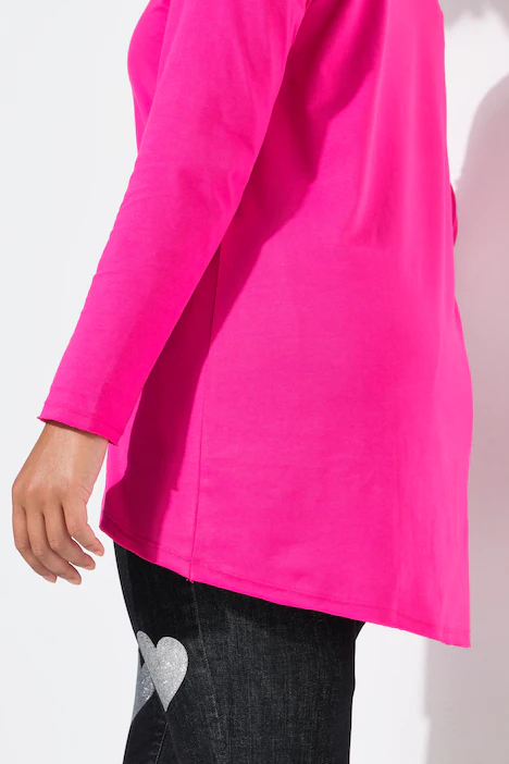 T-Shirt, A-Linie, Metallic-Print, Langarm, neon berry