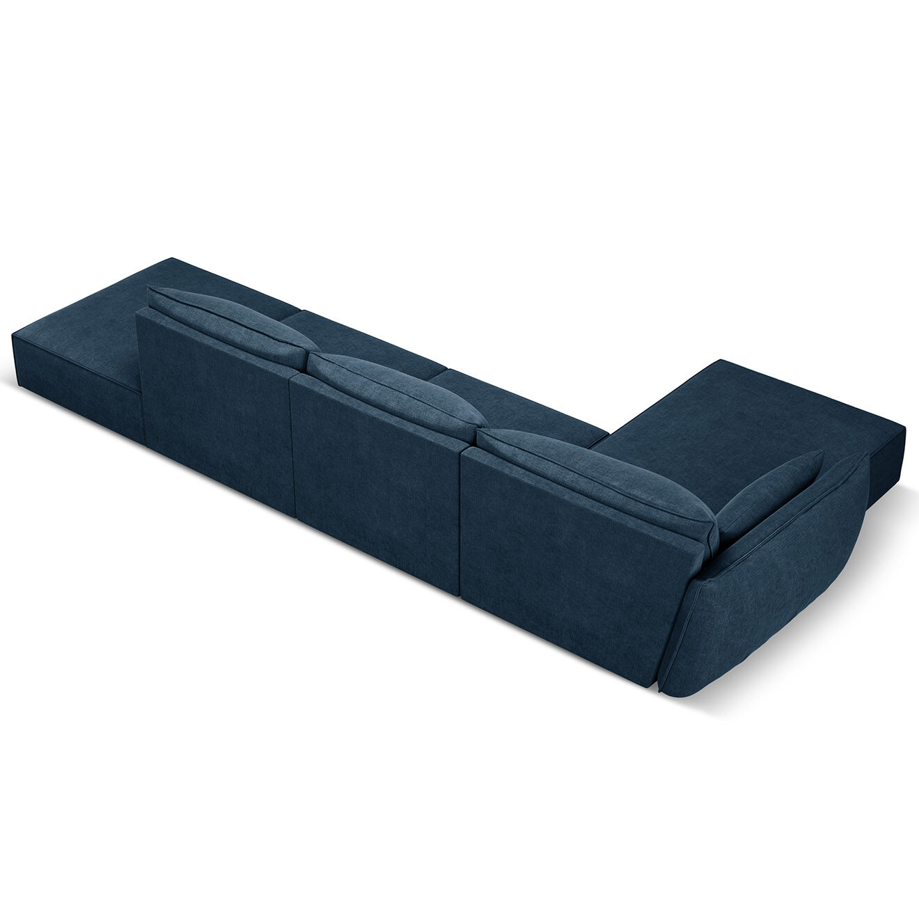 Mazzini Sofas Canapé D'Angle Gauche Vanda 5 Places 1 bleu roi - 386x166x85 cm