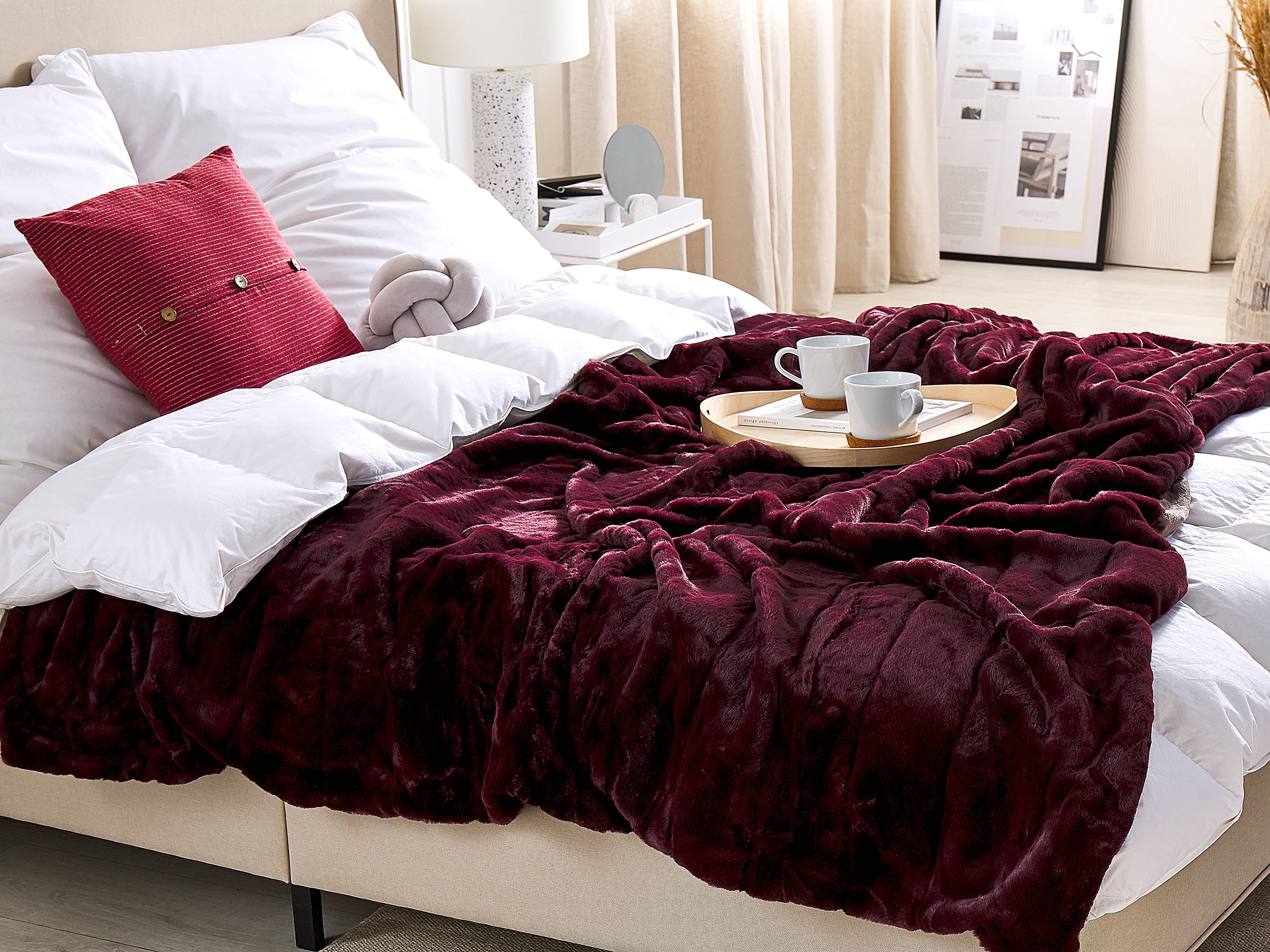 Plaid TANTAN 180 x 220 cm Bordeauxrood