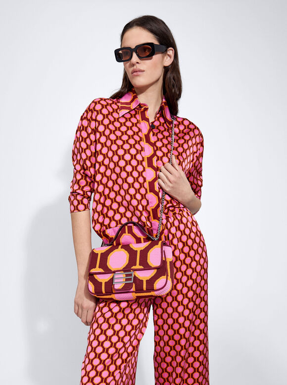 Camisa de cetim estampada - Rosa