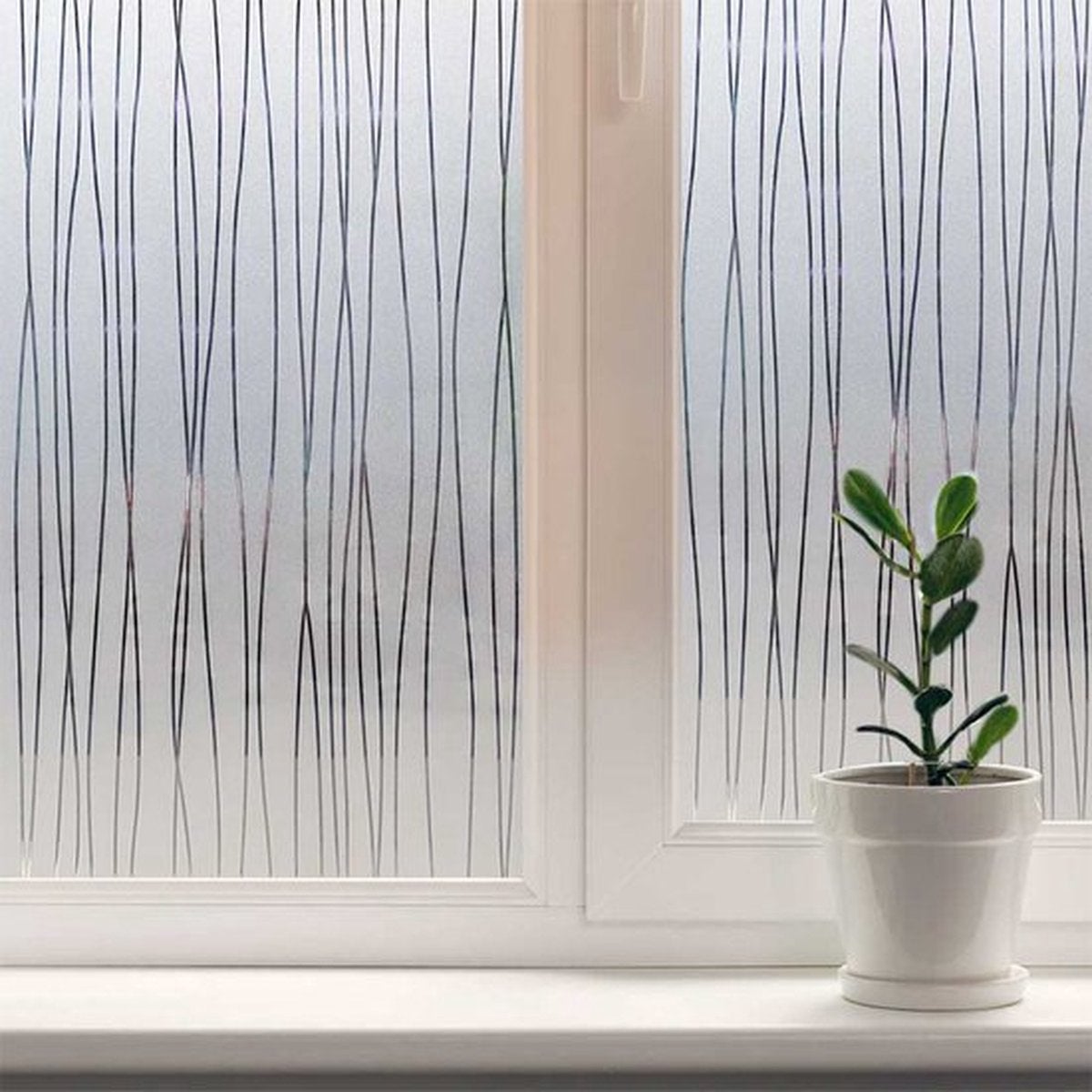Simple Fix Raamfolie - Verticaal Gestreept - 90 x 200 cm - Zelfklevende, Ondoorzichtige Privacyfolie voor Ramen - Raam Privacyfolie - Verticale Strepen