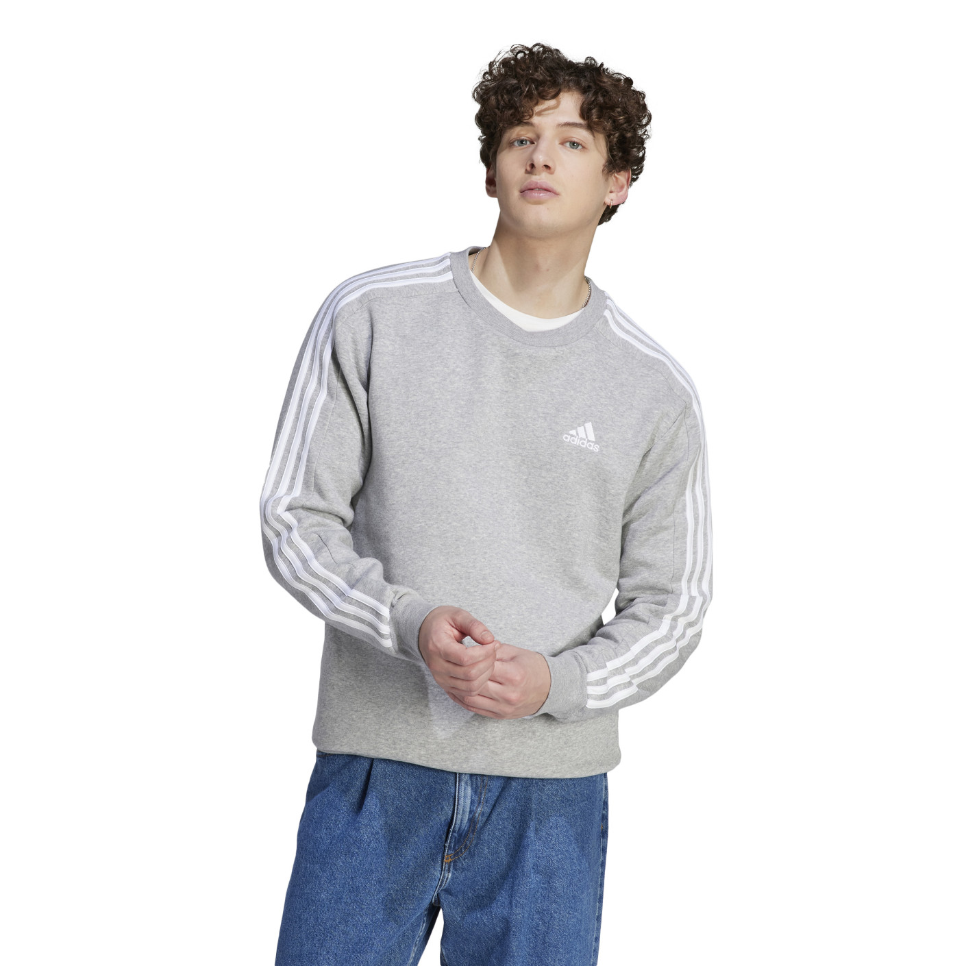 Adidas Essentials Crew Sweater Grijs Wit