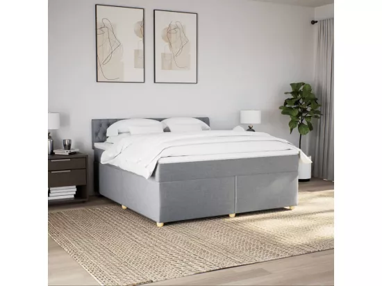 Sommier à lattes de lit avec matelas Gris clair 180x200cm Tissu