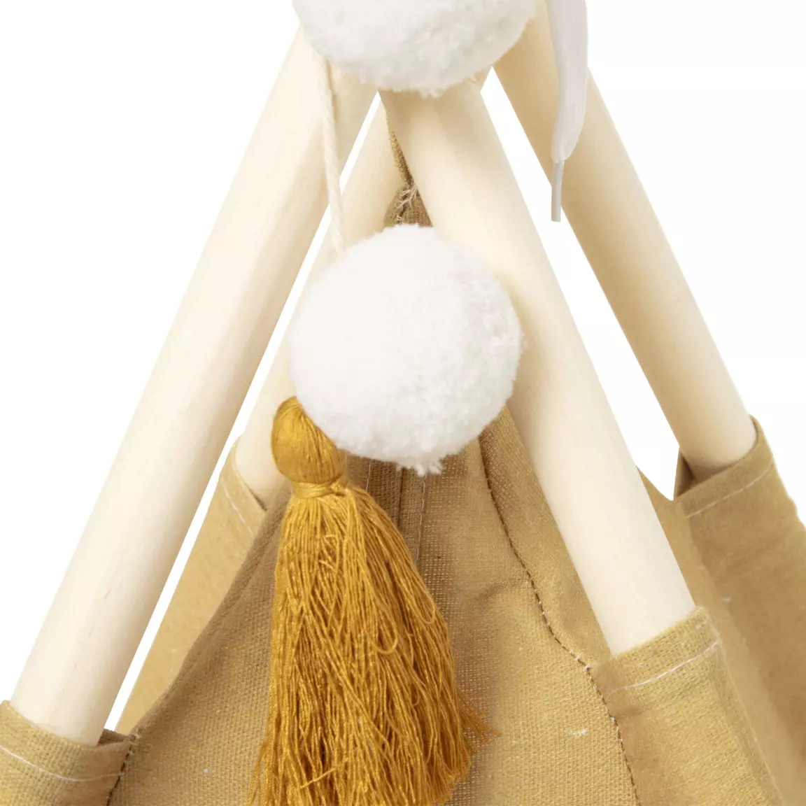 Tipi enfant bois et tissu (H160 cm) Wapi Jaune ocre