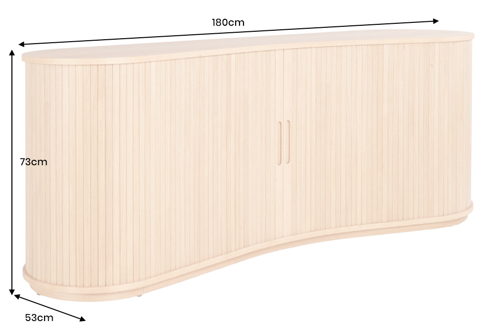 Retro Sideboard VALHALLA WOOD 180cm natur Eichenholz mit Schiebetüren