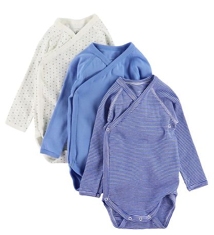 Petit Bateau Body l/ä - 3er-Pack - Blau/Weiß