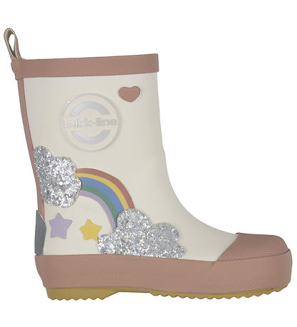 Mikk-Line Gummistiefel - Rainbow Flicken - White Swan
