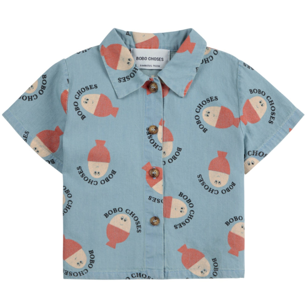 Køb Bobo Choses Lys Blue Morning Egg All Over Denim Skjorte
