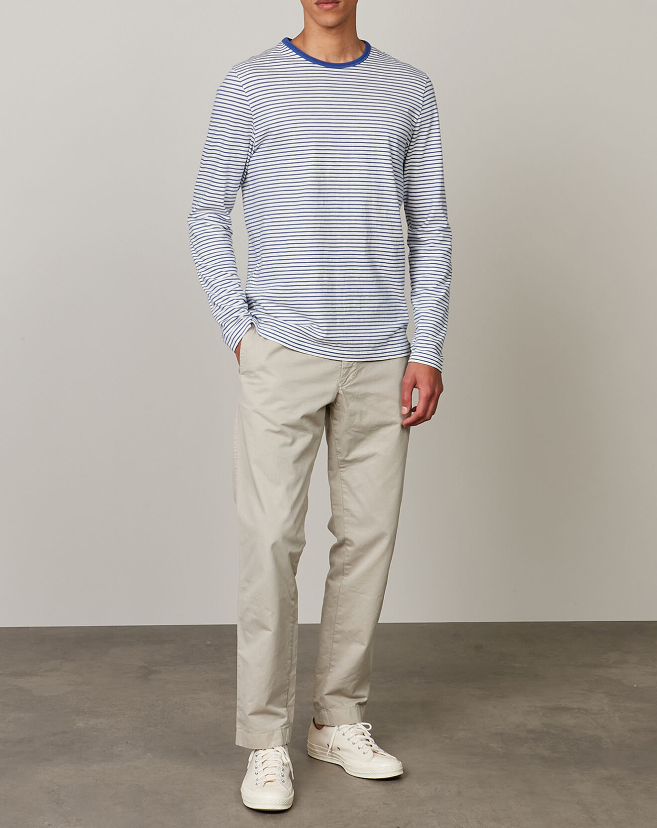 Hartford T-Shirt Crew Stripe craie/royal