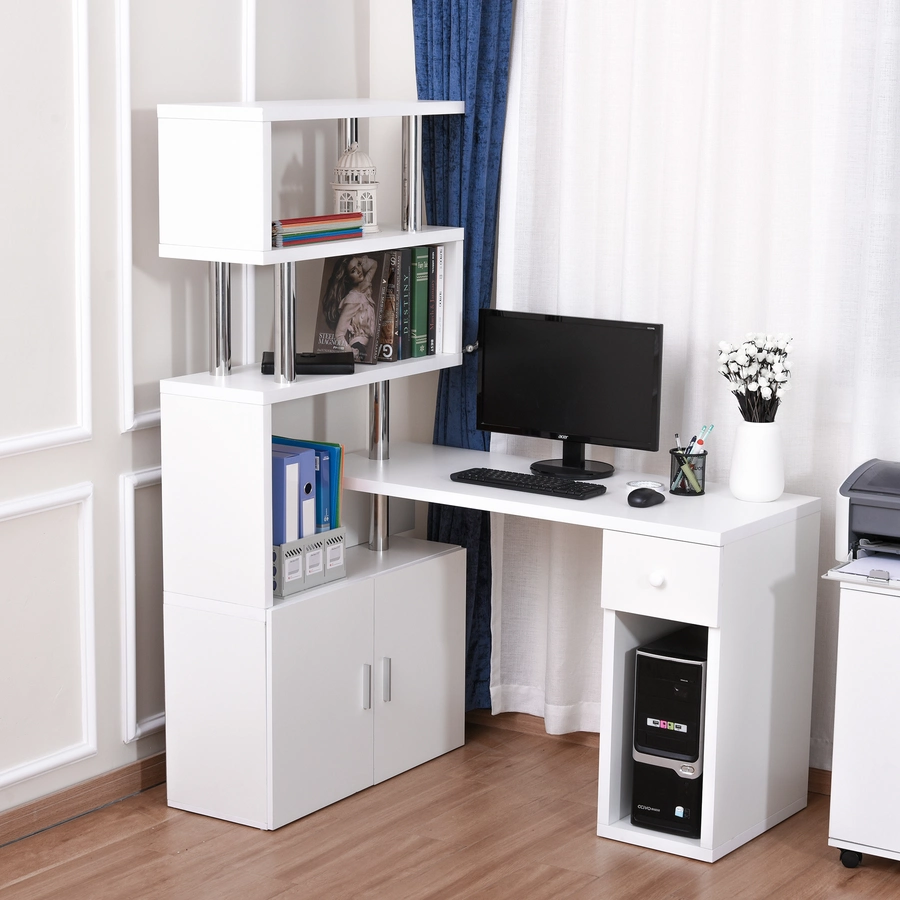 HOMCOM 2-in-1 Schreibtisch weiß