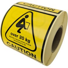 Étiquette d'avertissement 'CAUTION OVER 20 KG'