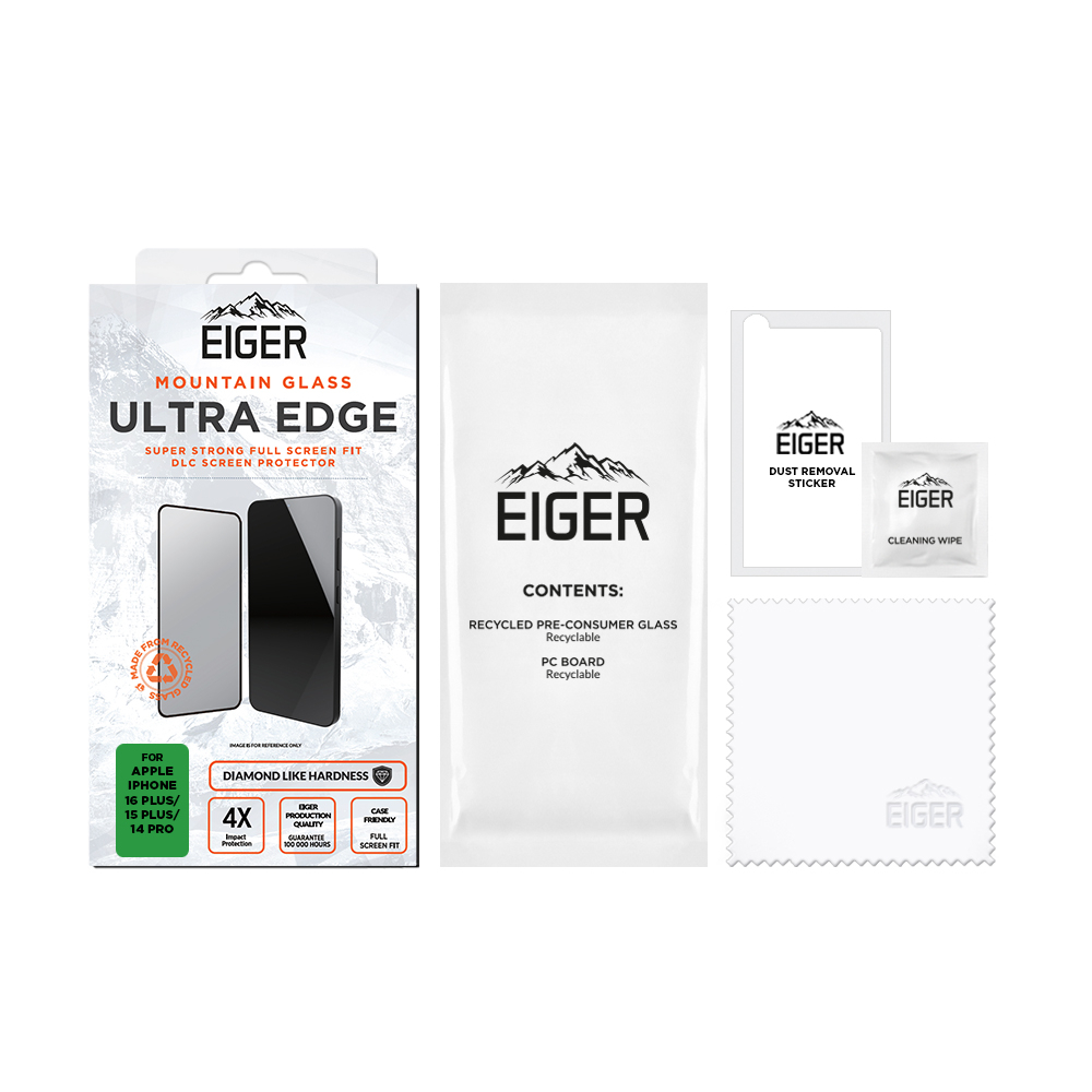 iPhone 16 Plus / 15 Plus / 14 Pro Max Mountain Glass Ultra Clear Edge Panzerglas 3D Displayschutz Case Friendly (EGMSP00271)