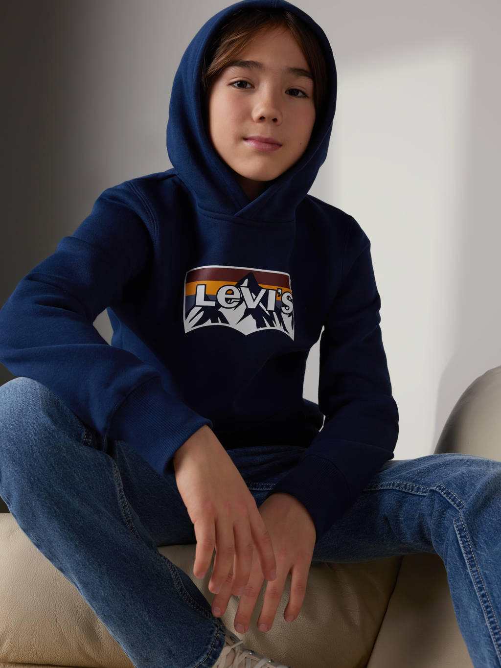 Levi's hoodie MOUNTAIN BATWING met logo donkerblauw