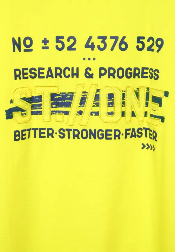 T-Shirt mit Wordingprint - lemon yellow