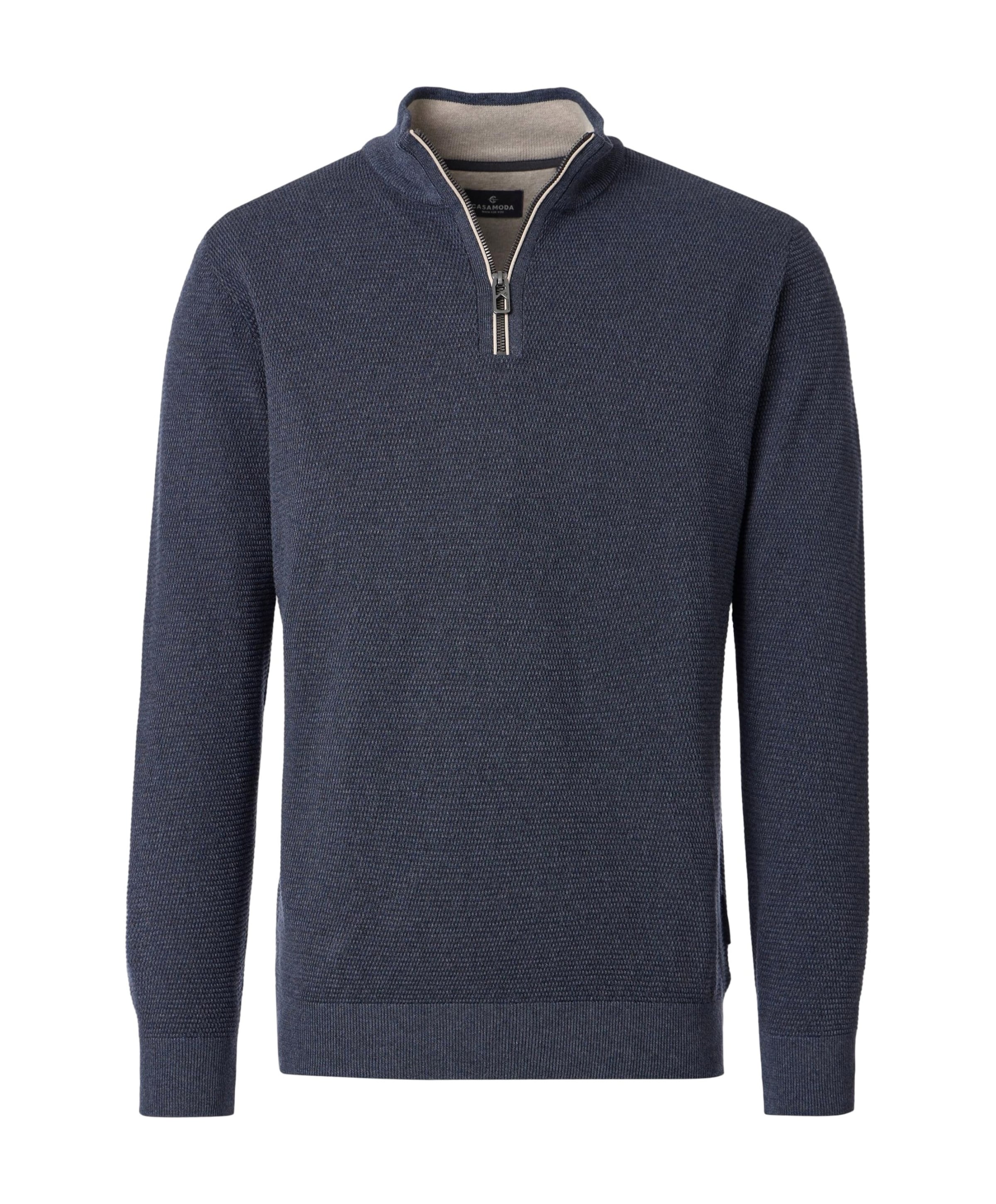 CASAMODA Heren trui met rits blauw