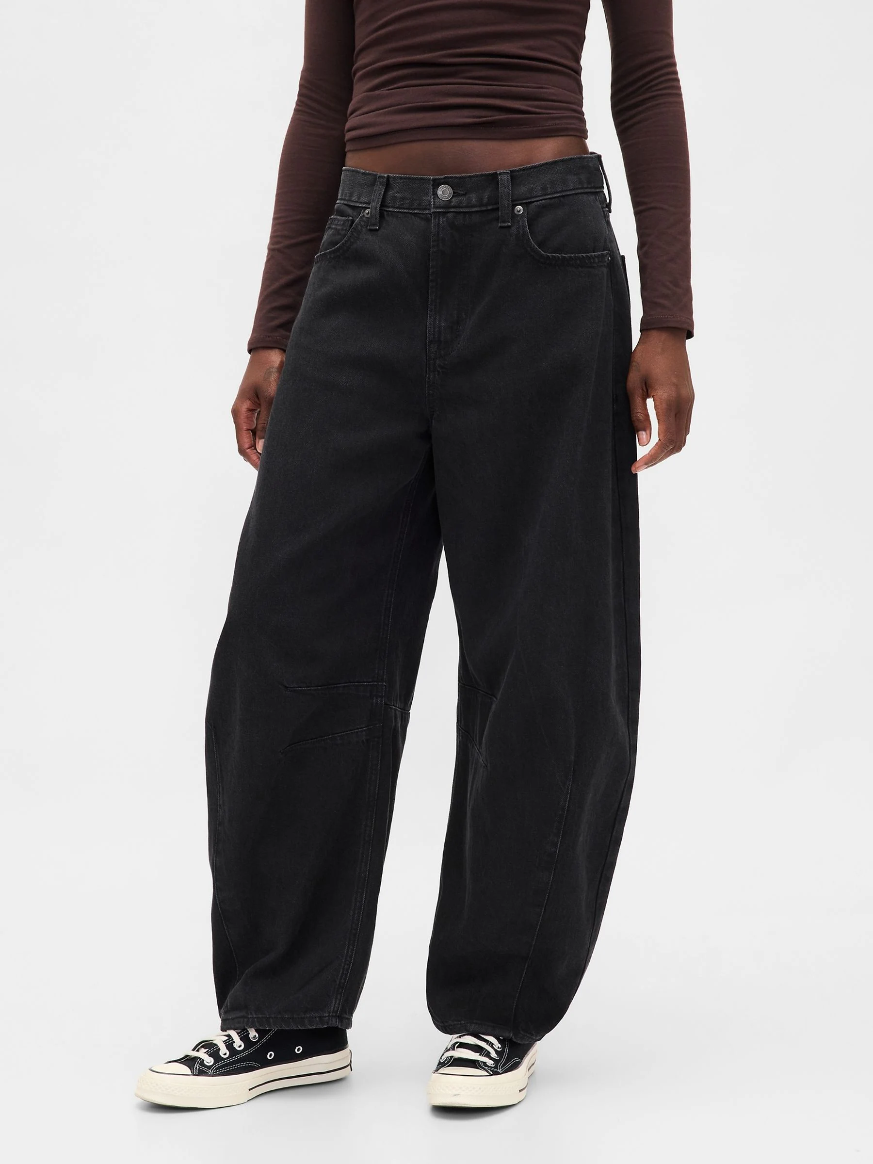 Zwart - Gap UltraSoft jeans met hoge taille en hoefijzervormige pijpen