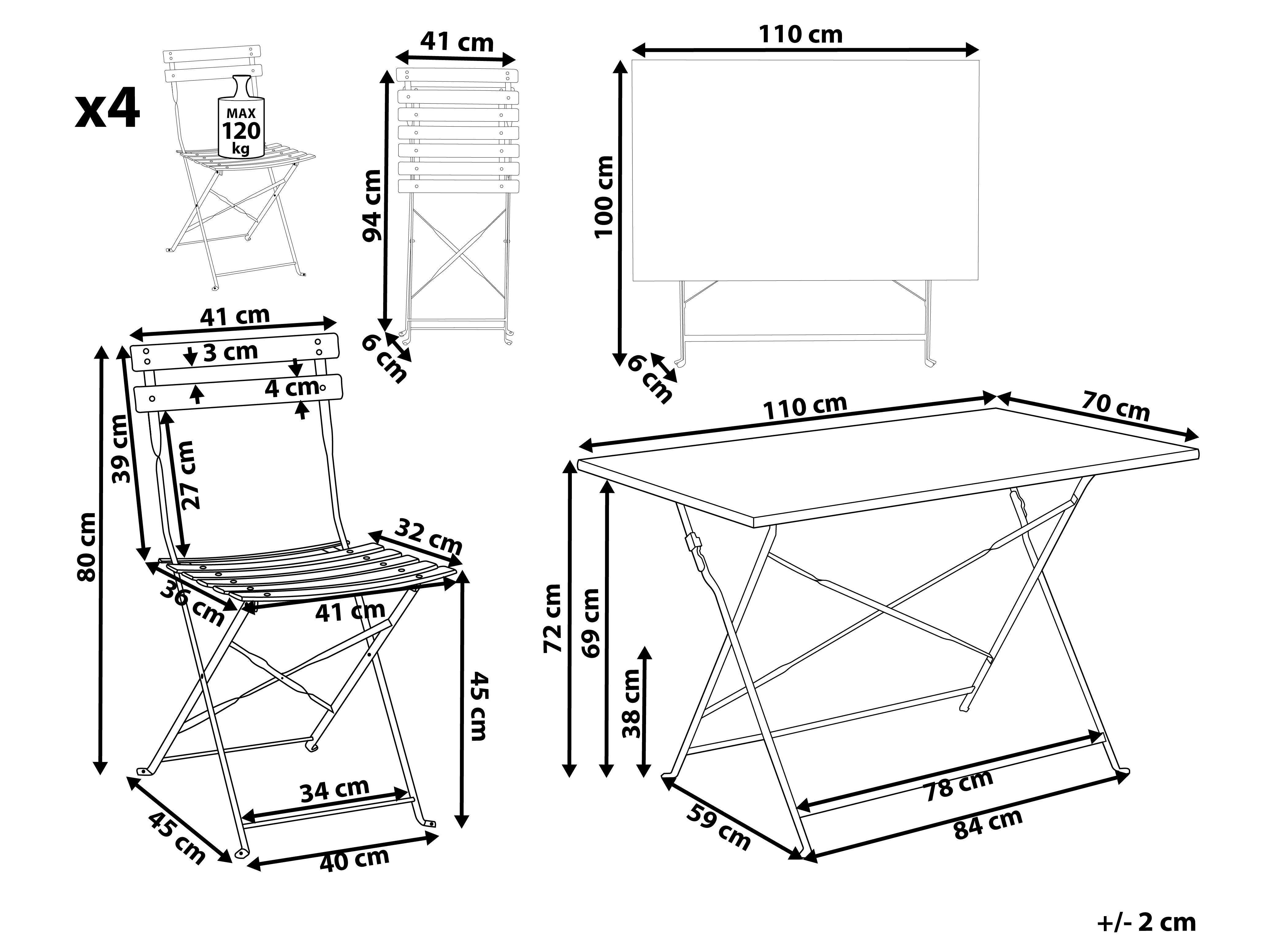 Tuinset 4-zits FIORI inklapbaar Metaal Pastelroze