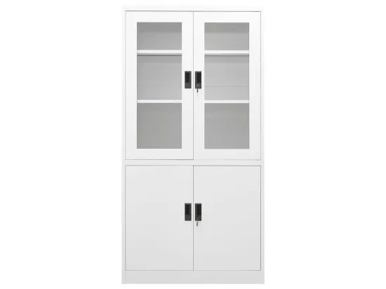 Armoire de bureau Blanc 90x40x180 Acier 4