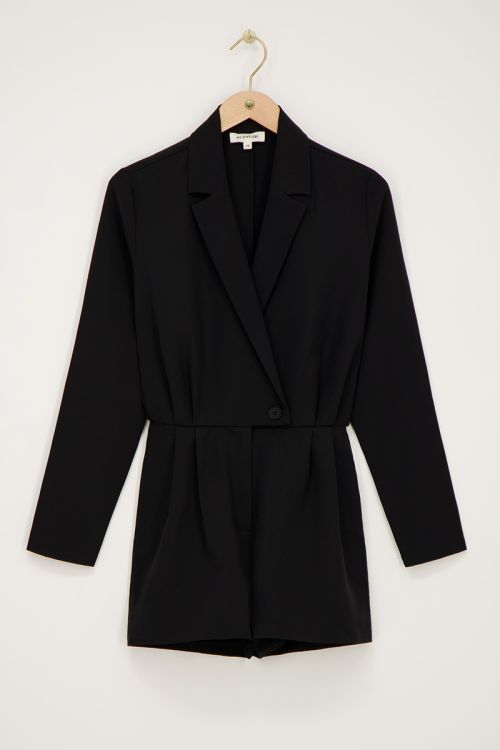 Zwarte playsuit met V-hals