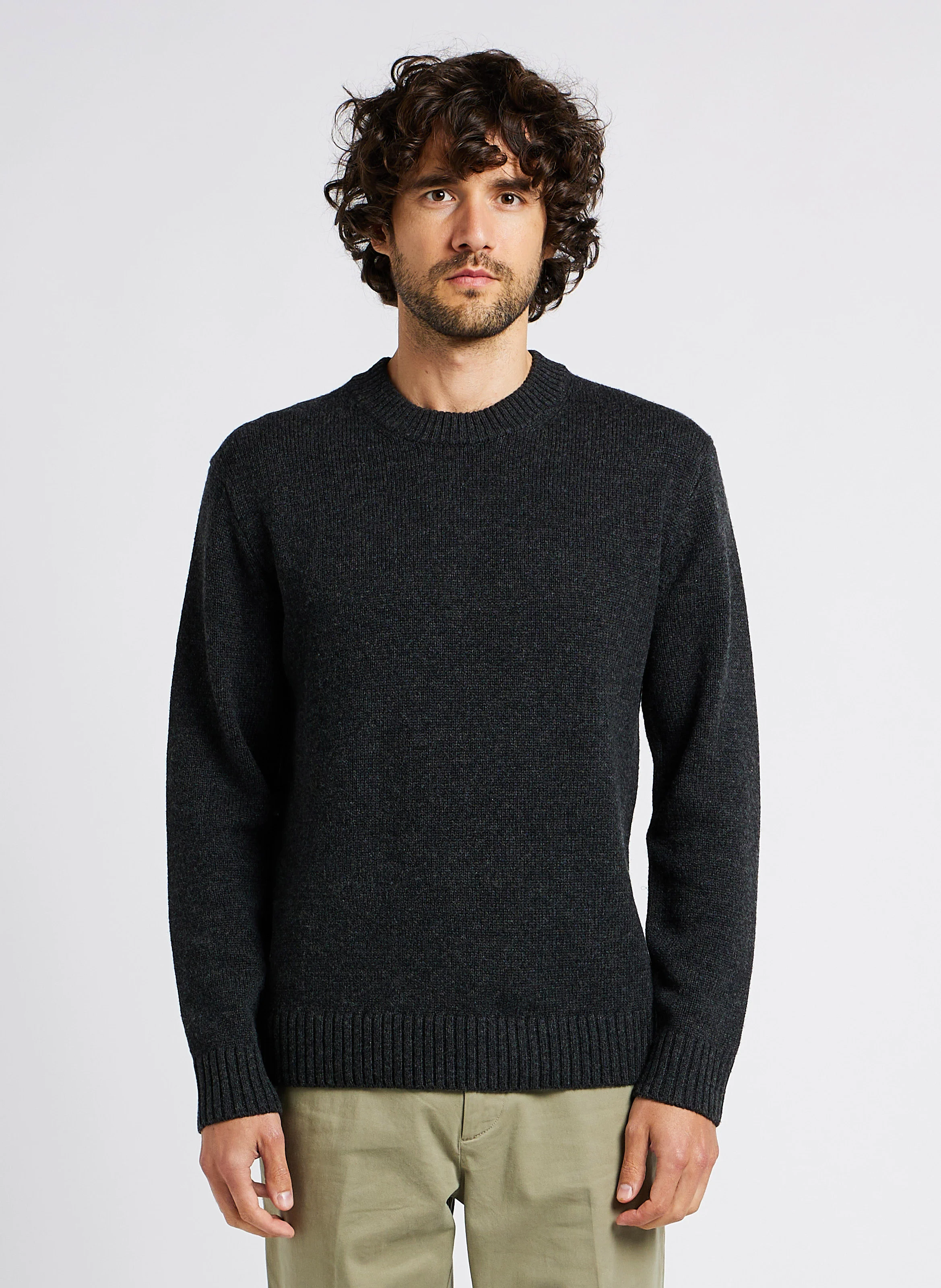 ELIET - Pull col rond regular-fit en laine mélangée| Gris