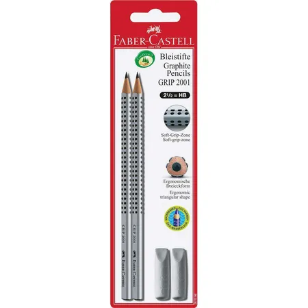 Faber-Castell Bleistifte mit Eraser Kappe, silbergrau
