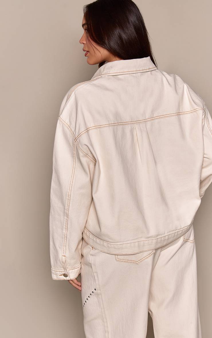 Ecru Veste En Jean Ornée De Clous Vintage Plus