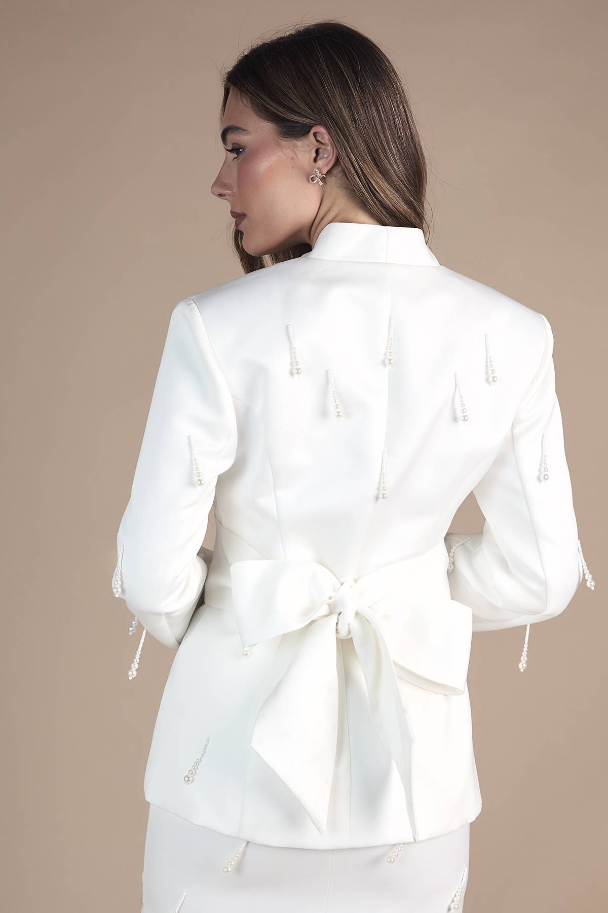 Coast Blazer de Mariée Satiné Croisé Avec Perles