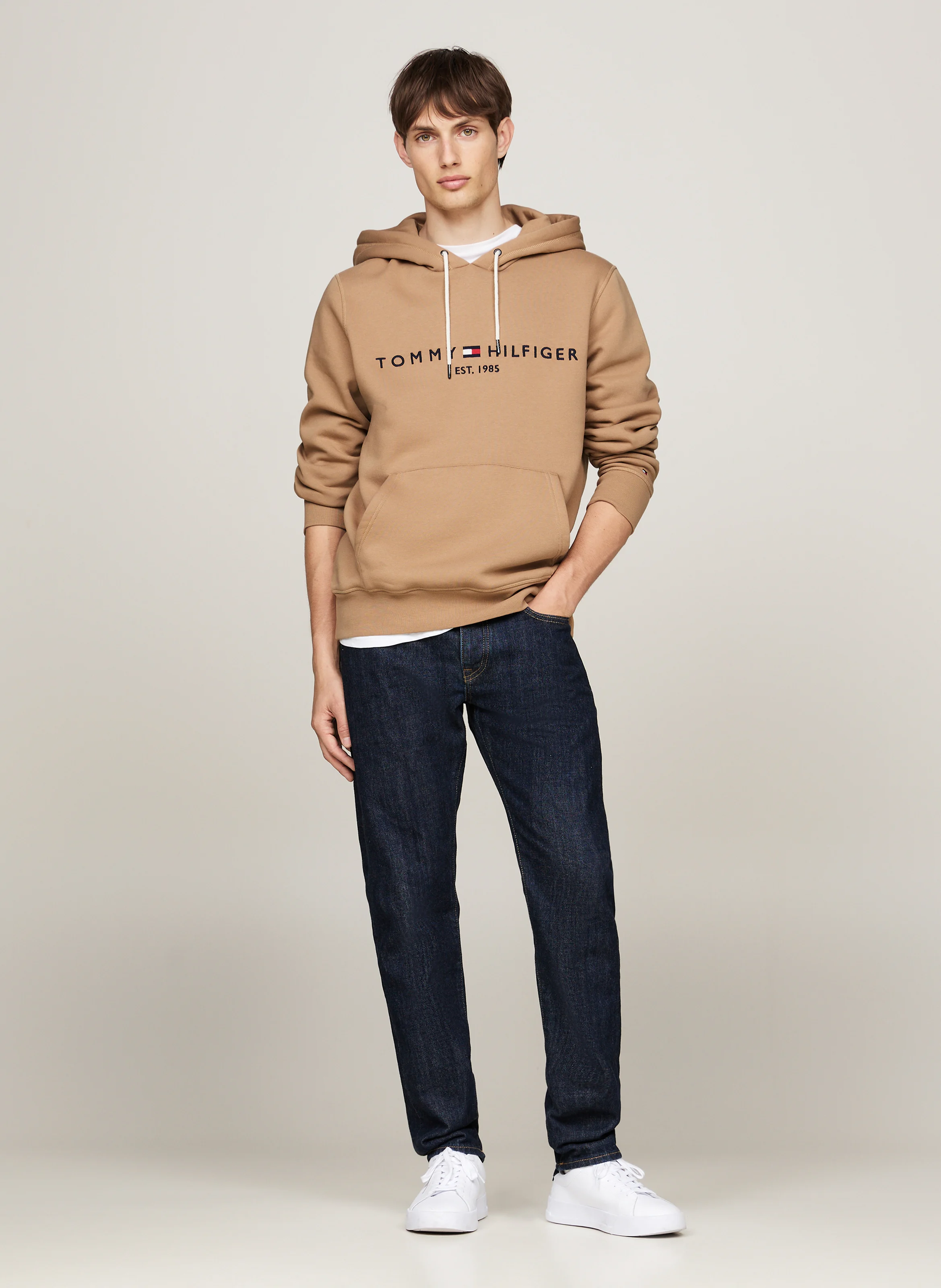 Sweat à capuche regular-fit en coton mélangé | Kaki