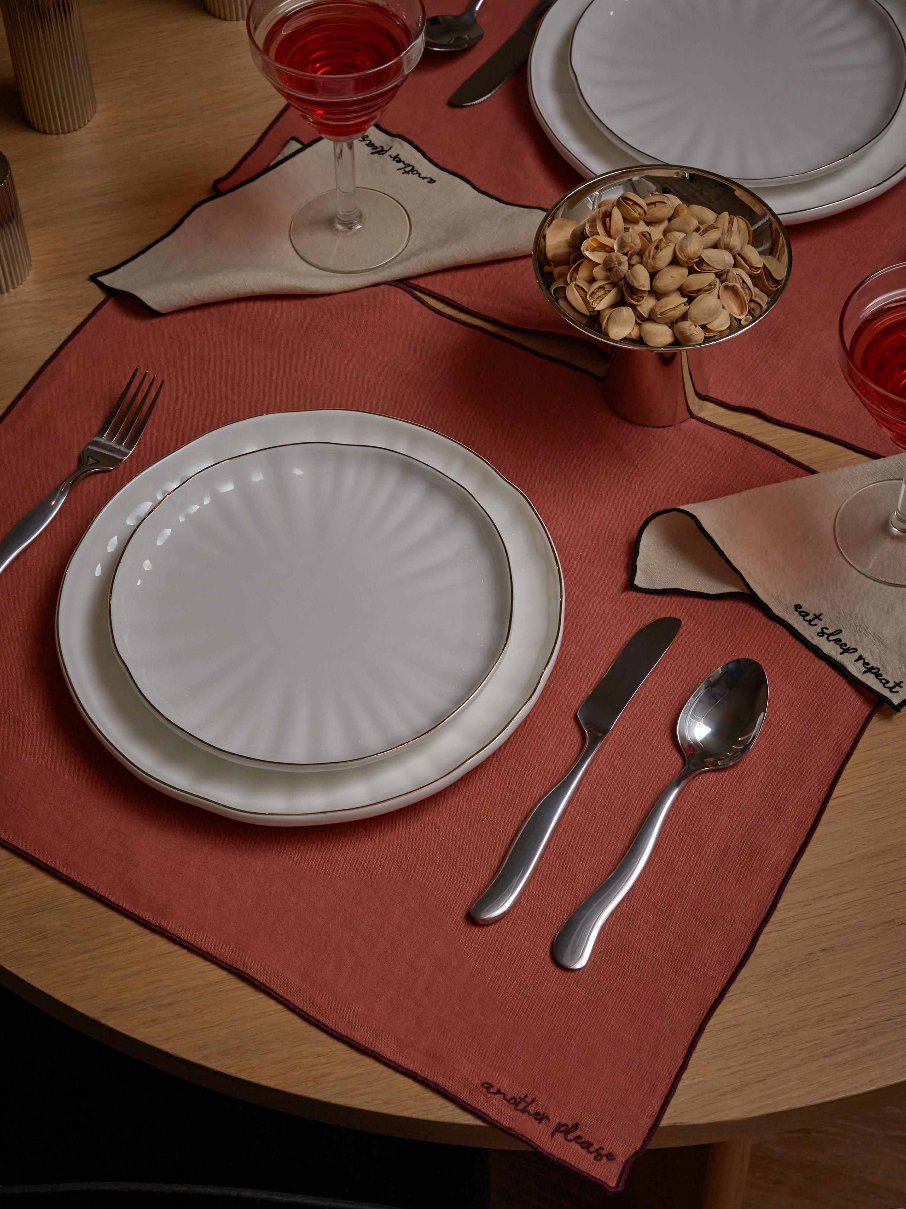 Linnen placemats Cosmo met borduursel, 4 stuks
