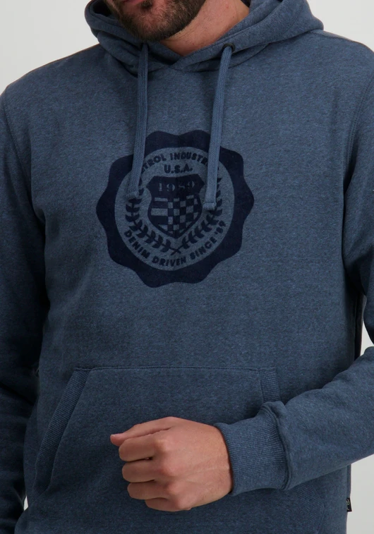 Petrol Hoodie flock print M-3040-SWH358