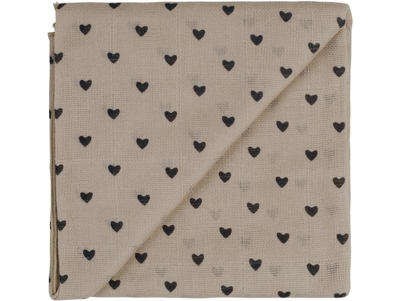ZEWI bébé-jou Mulltuch Herzen Sand 60 cm x 60 cm Gaze-Tuch für Babys