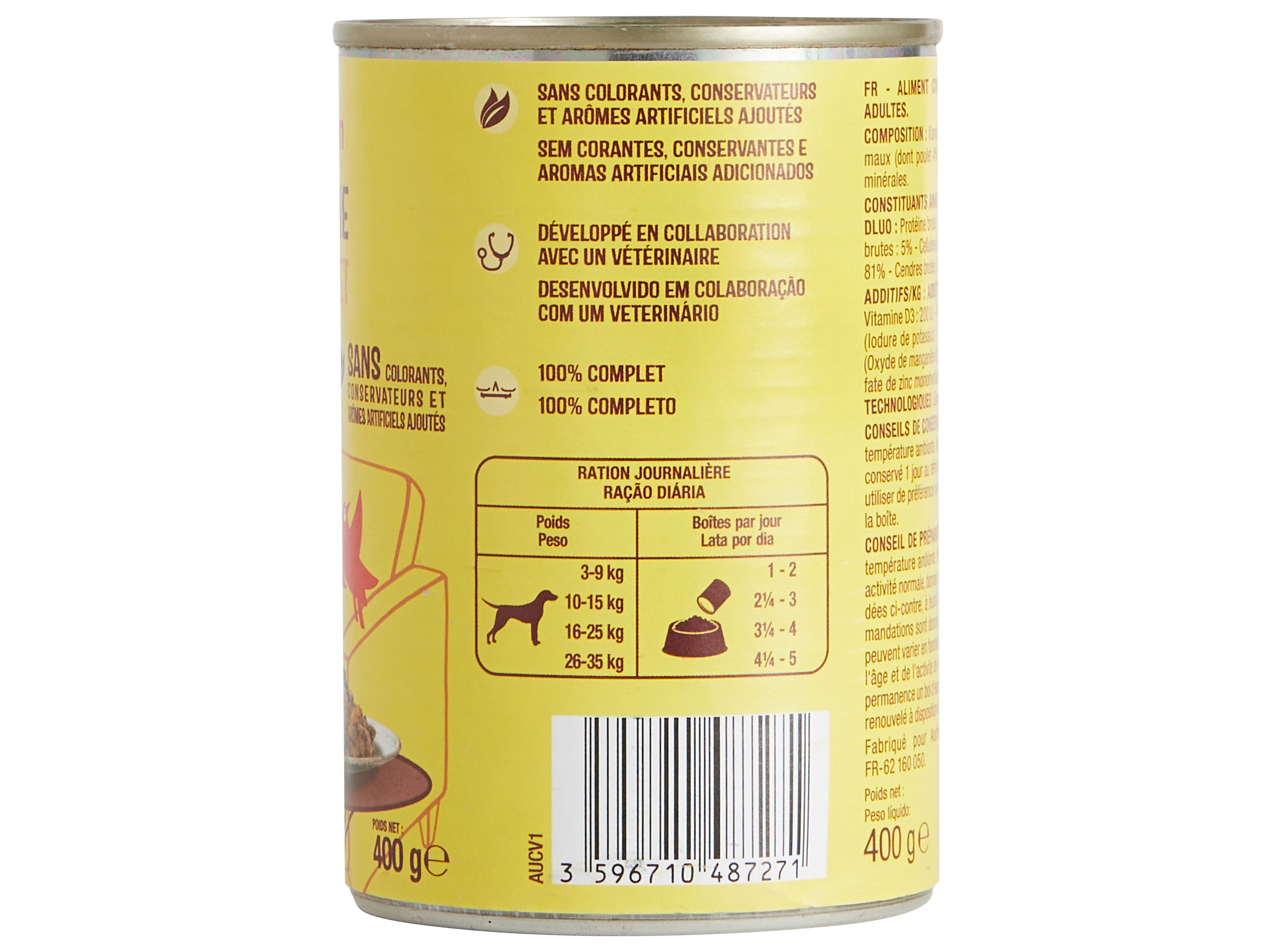 COMIDA HÚMIDA PARA CÃO AUCHAN TERRINA FRANGO 400G