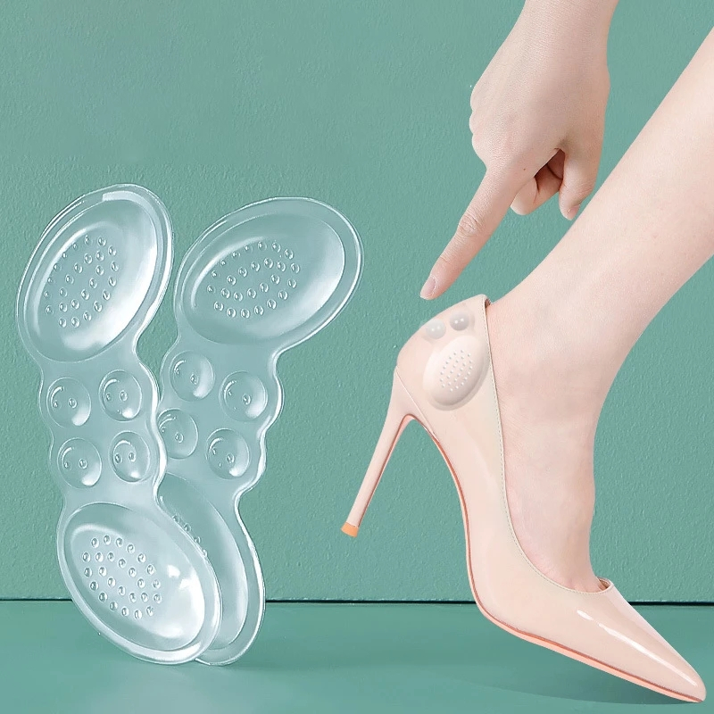 (1 Paar) 6mm Ultraweiche Silikon Gelpad Fersen Einlage Anti-Rutsch / Massage Einlagen für High Heels - Transparent