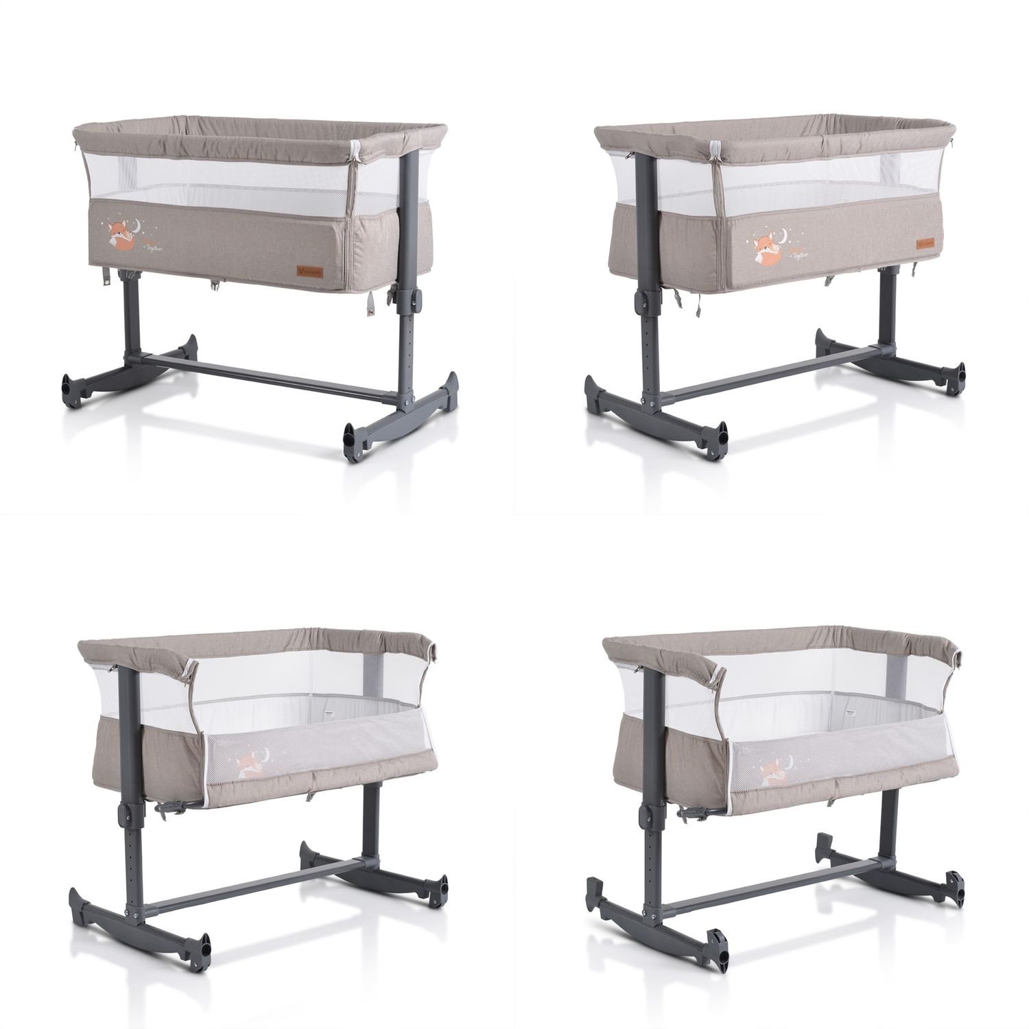 Cangaroo Beistellbett Always Together Schaukel, Matratze, verstellbar, rutschfest beige