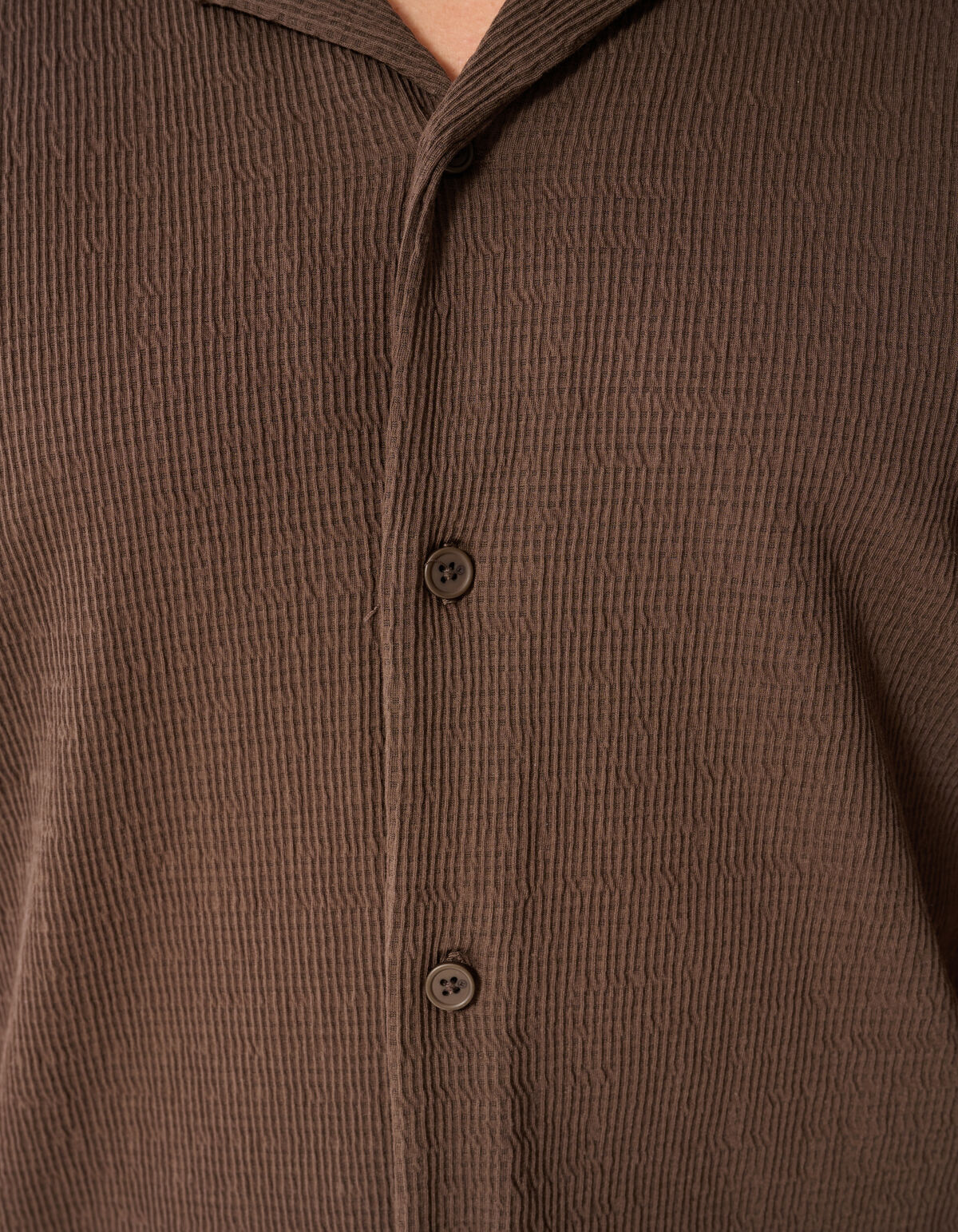Structuur Overshirt Donkerbruin
