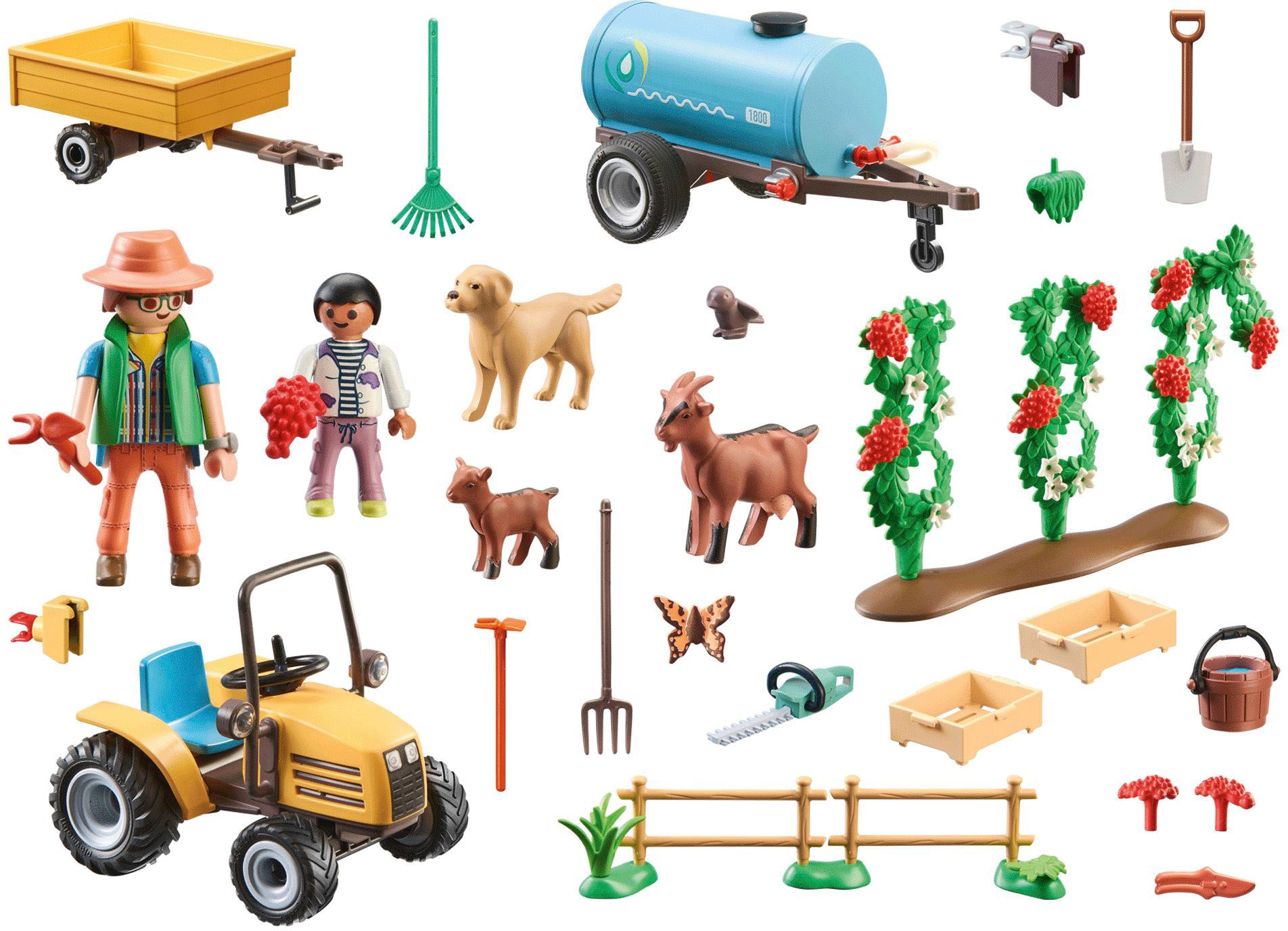 Playmobil® Konstruktions-Spielset »Traktor mit Anhänger und Wassertank (71442), Country« teilweise aus recyceltem Material; Made in Germany