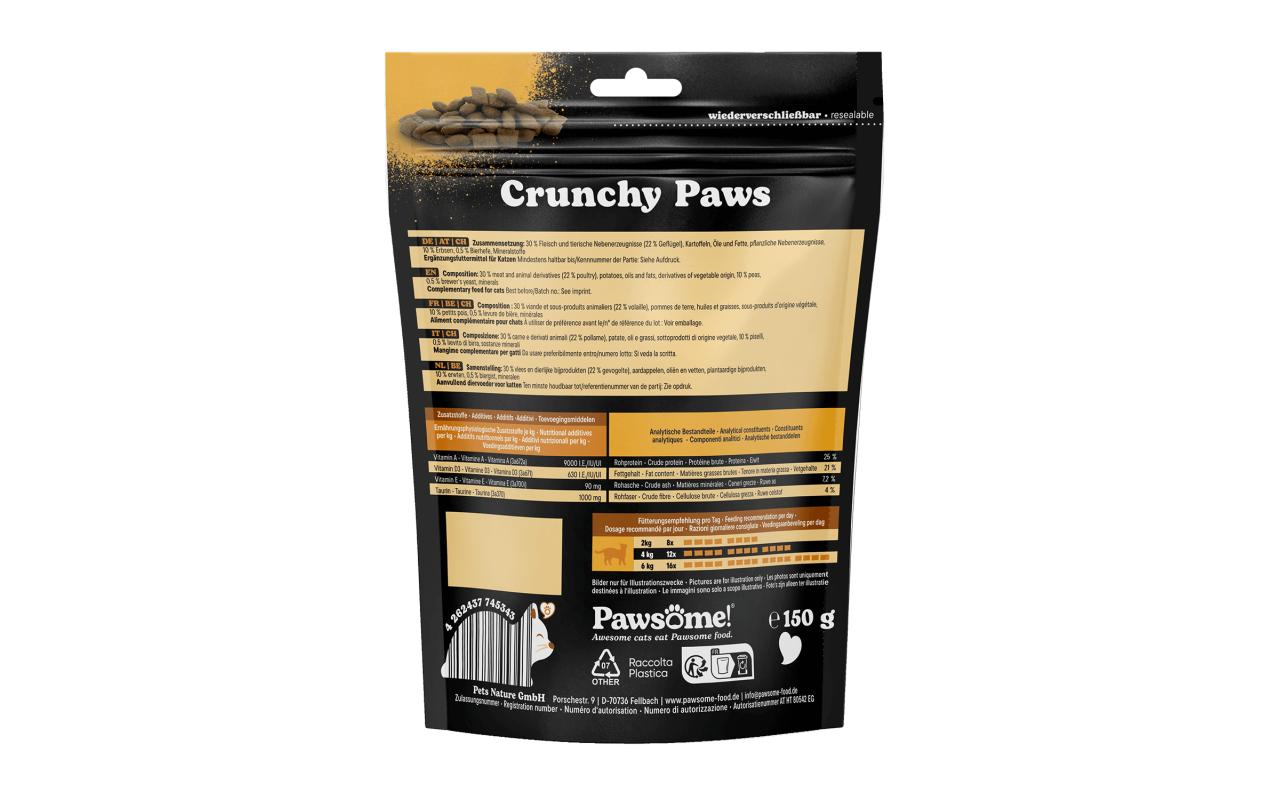 Cat Crunchy Paws Geflügel 150 gSnack für Katzen