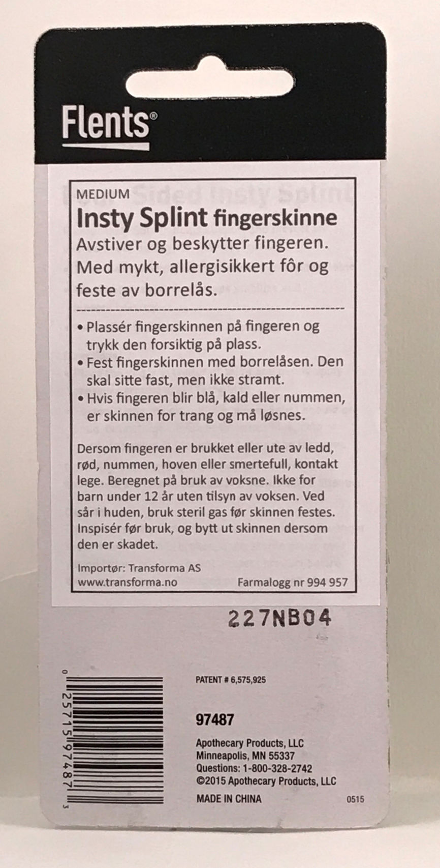 Insty Splint fingerskinne M 1 stk