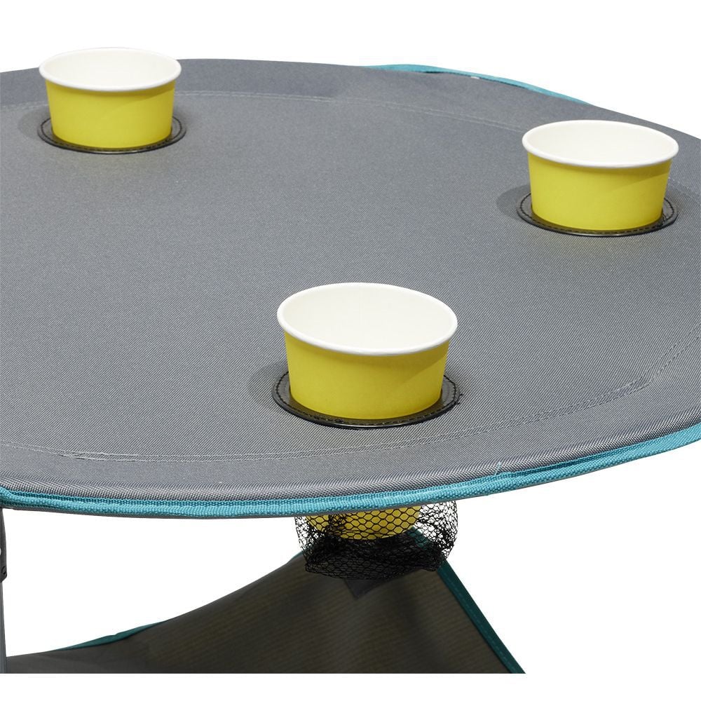 Table de camping pliable avec 4 porte-gobelets Ø70xH.60 cm